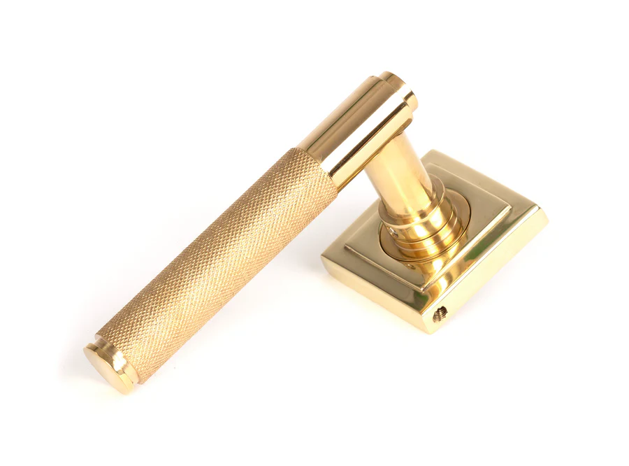 FTA 50611 POLISHED BRASS BROMPTON LEVER ON ROSE SET (SQUARE)