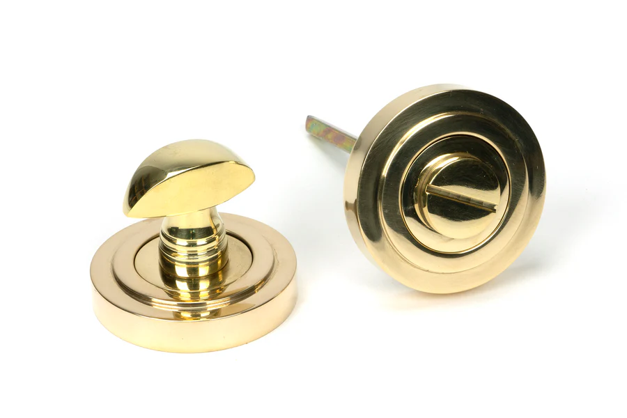 FTA 50751 POLISHED BRASS ROUND THUMBTURN SET (ART DECO)