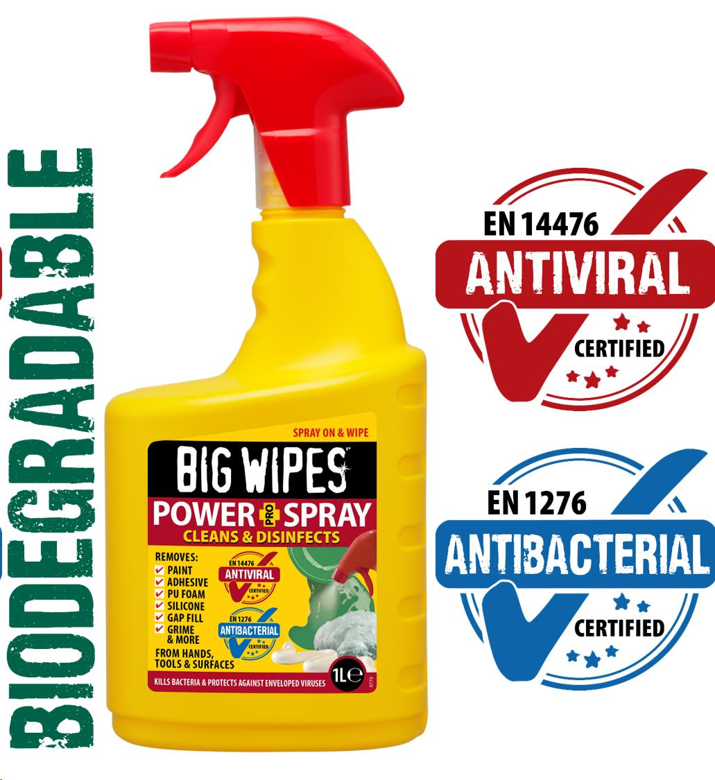 BIG WIPES POWER SPRAY WORKTOP & SURFACE CLEANER 1 LITRE
