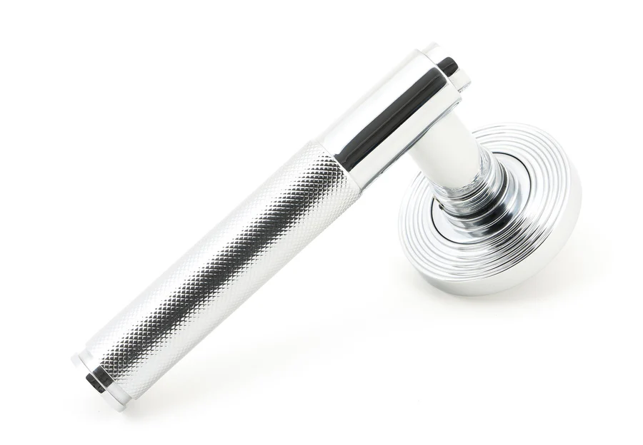 FTA 45665 POLISHED CHROME BROMPTON LEVER ON ROSE SET (BEEHIVE)