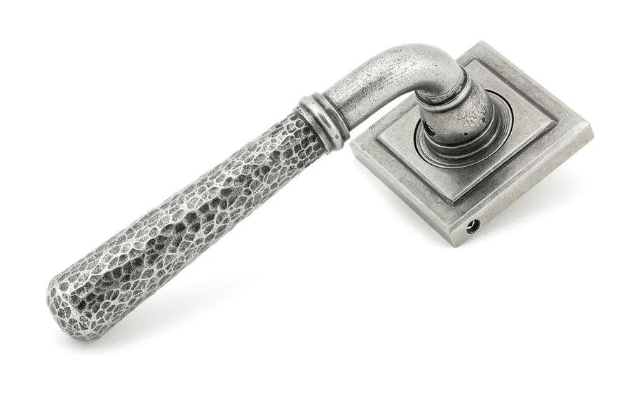 FTA 49992 PEWTER HAMMERED NEWBURY LEVER ON ROSE SET (SQUARE) - UNSPRUNG