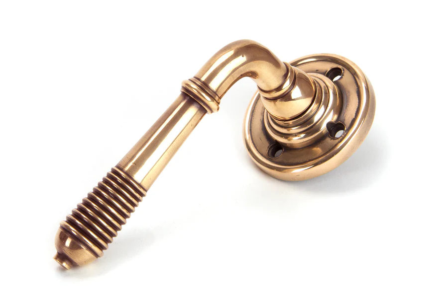 FTA 50090 POLISHED BRONZE REEDED LEVER ON ROSE SET - UNSPRUNG