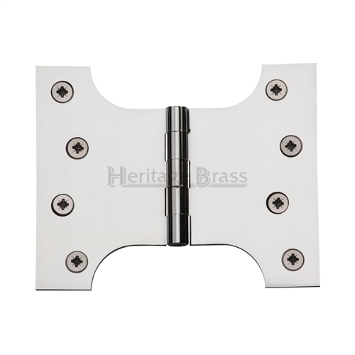 SOLID DRAWN PARLIAMENT HINGE 4" X 5" POLISHED CHROME (PAIR)