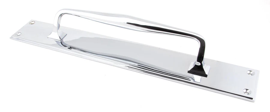 FTA 45375 POLISHED CHROME 425MM ART DECO PULL HANDLE ON BACKPLATE