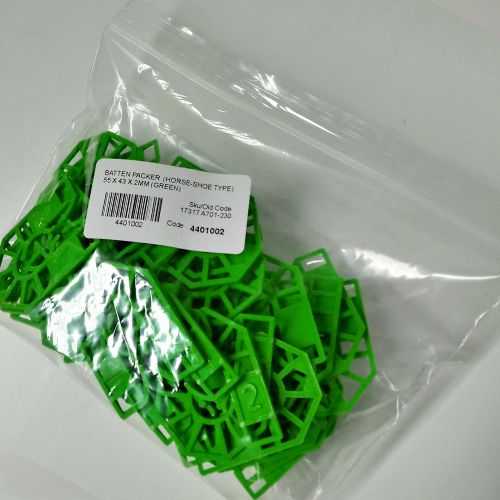 HORSESHOE BATTEN PACKER  55 X 43 X  2MM (GREEN)