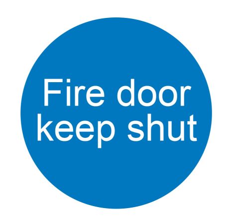 SIGN - FIRE DOOR KEEP SHUT - SELF ADHESIVE 76MM DIA