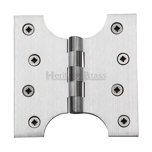 SOLID DRAWN PARLIAMENT HINGE 102 X 102 X 4MM (4" X 4") SATIN CHROME (PAIR)