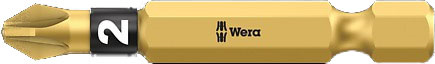 SCREWDRIVER INSERT BIT - WERA POZI PZ2 X  50MM BI-TORSION EXTRA HARD (GOLD)