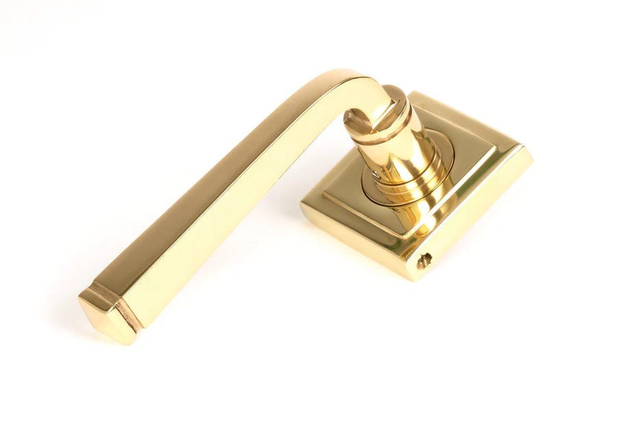 FTA 50602 POLISHED BRASS AVON ROUND LEVER ON ROSE SET (SQUARE)