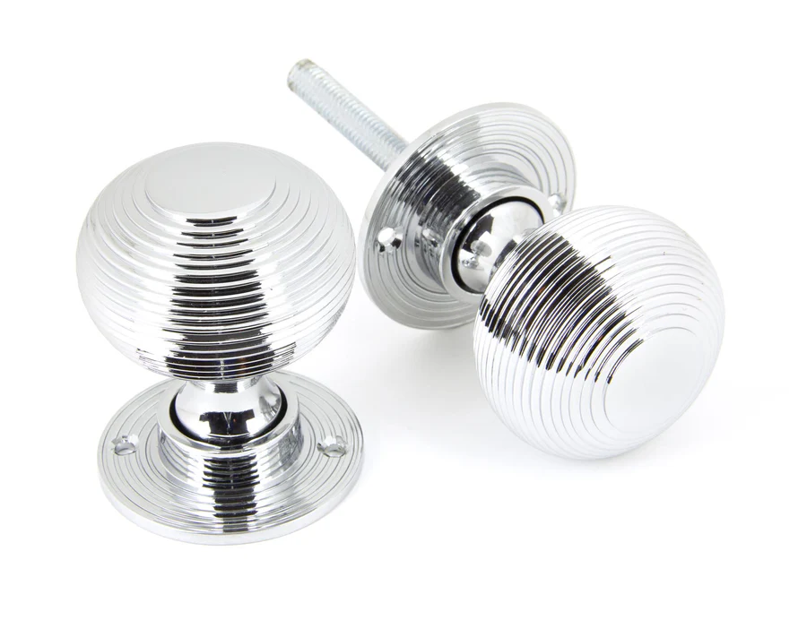 FTA 90273 POLISHED CHROME HEAVY BEEHIVE MORTICE/RIM KNOB SET