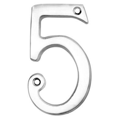 ARCHITECTURAL FACE-FIX NUMERAL 76MM (3") NO.5 POLISHED CHROME