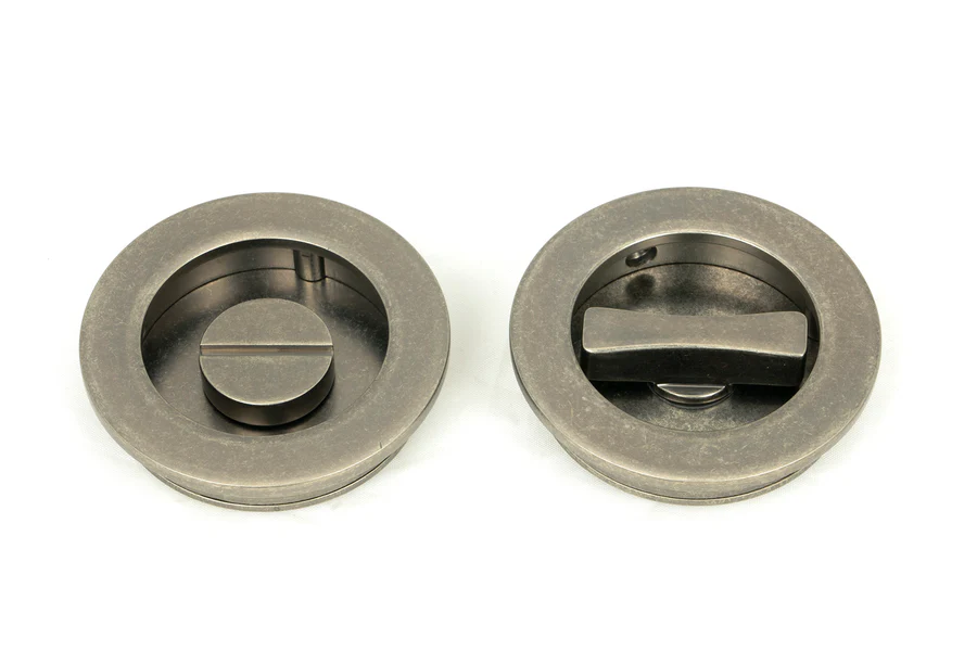 FTA 50184 PEWTER 60MM PLAIN ROUND PULL - PRIVACY SET