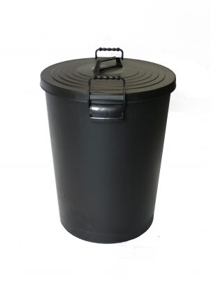 BLACK PLASTIC HEAVY DUTY DUSTBIN (WITH LID)