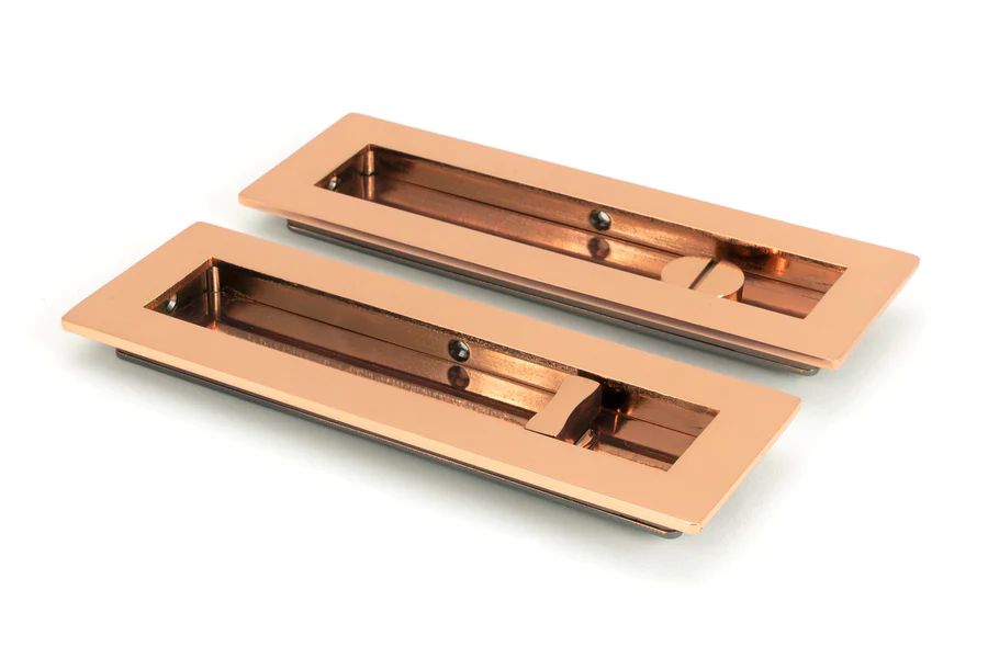 FTA 50140 POLISHED BRONZE 175MM PLAIN RECTANGULAR PULL - PRIVACY SET