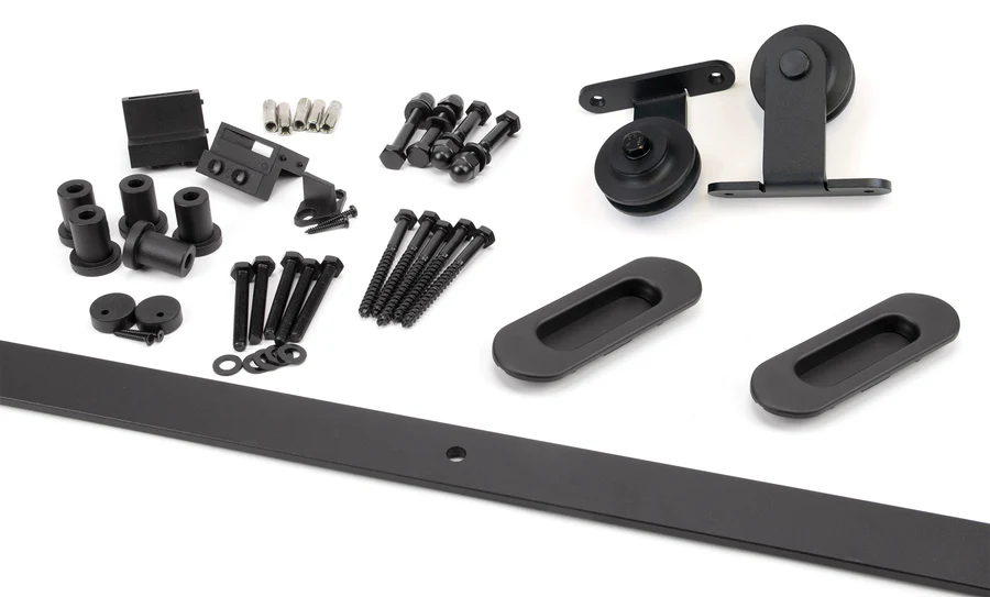 FTA 93230 100KG BLACK (TOP MOUNT) SLIDING DOOR HARDWARE KIT (2M TRACK)