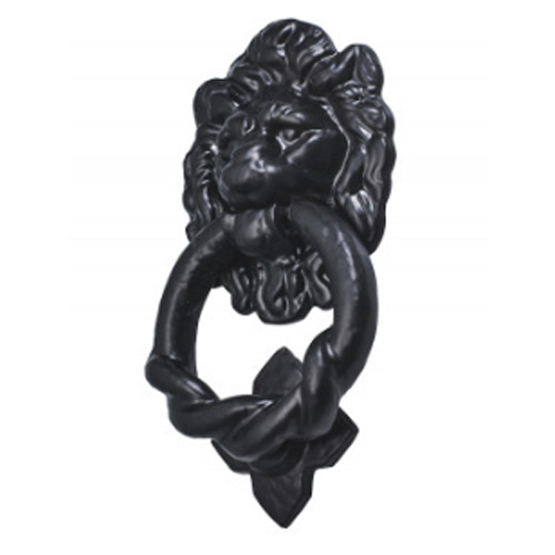 LIONS HEAD DOOR KNOCKER 165MM BLACK ANTIQUE