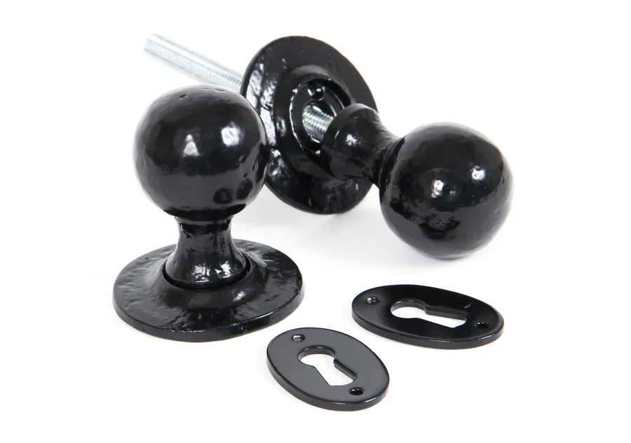 FTA 33252 BLACK ROUND MORTICE/RIM KNOB SET