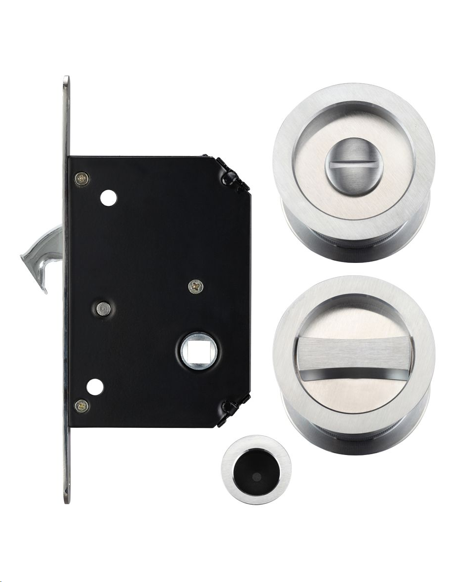 SLIDING DOOR LOCK SET  SATIN CHROME