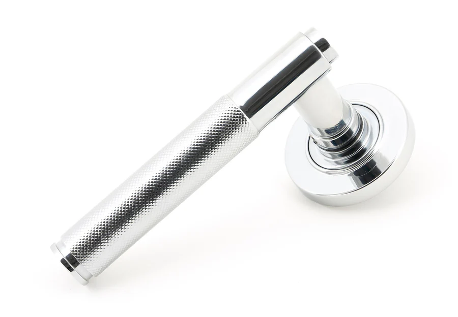 FTA 49997 POLISHED CHROME BROMPTON LEVER ON ROSE SET (PLAIN) - UNSPRUNG