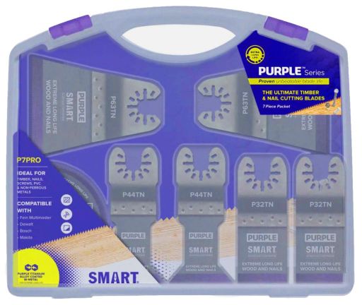 SMART 'PURPLE SERIES' - 7PC TITANIUM ALLOY BI-METAL MULTI-TOOL BLADE SET/KIT