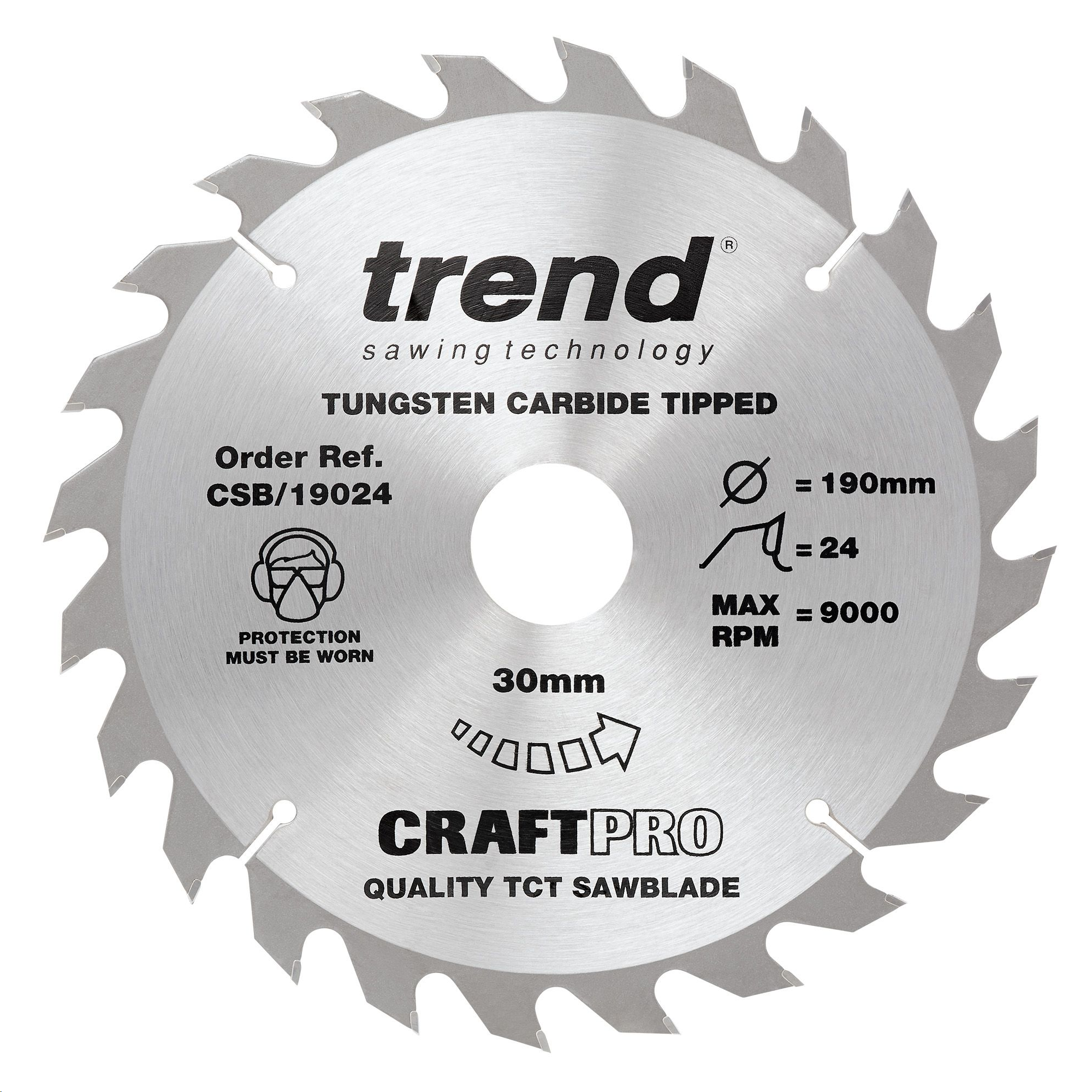 CRAFT PRO CIRCULAR SAW BLADE TCT 190 X 30 X 24T COARSE FINISH