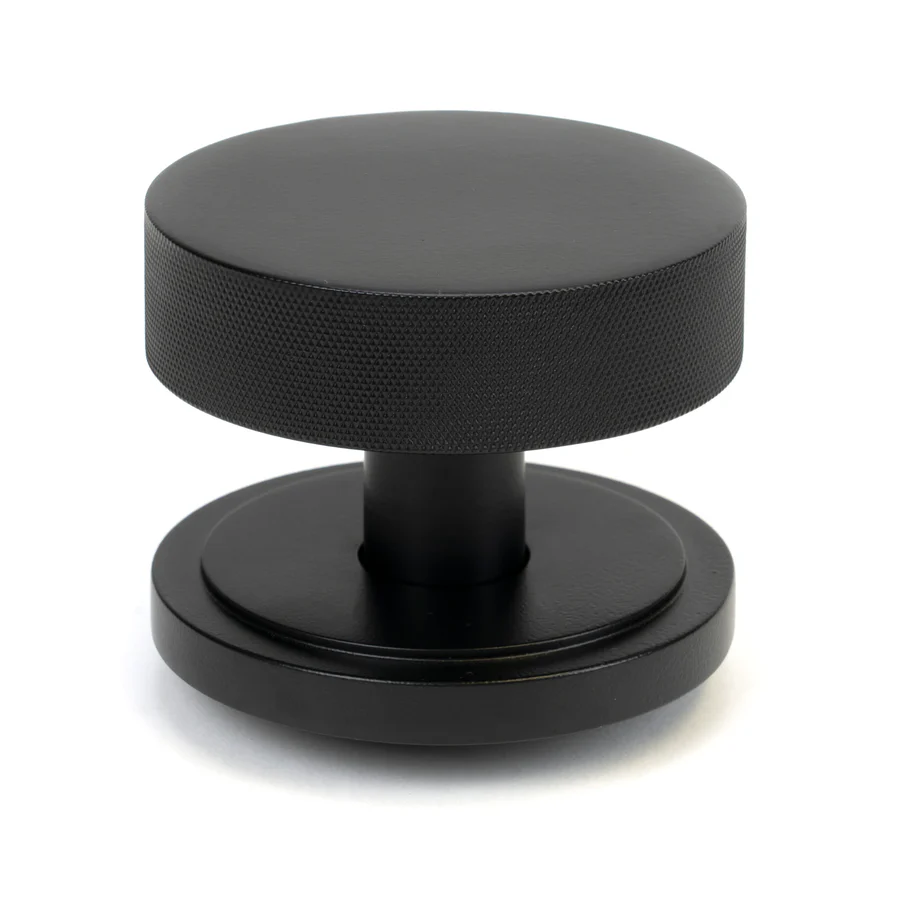 FTA 46799 MATT BLACK BROMPTON MORTICE/RIM KNOB SET (ART DECO)