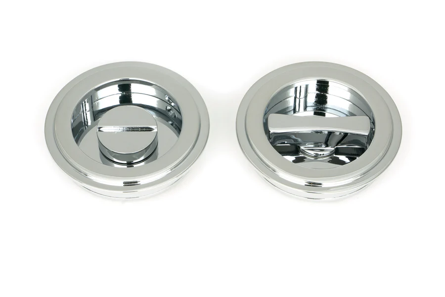 FTA 47188 POLISHED CHROME 75MM ART DECO ROUND PULL - PRIVACY SET