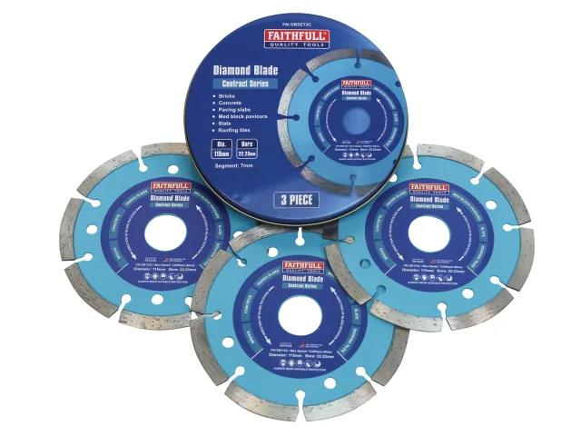 CONTRACT DIAMOND BLADES 115 X 22.2MM 3 PACK