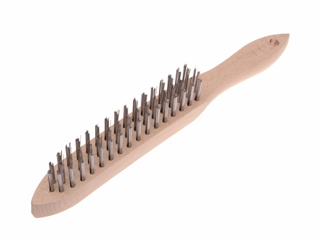 HEAVY-DUTY WOODEN HANDLE 3-ROW STEEL WIRE SCRATCH BRUSH