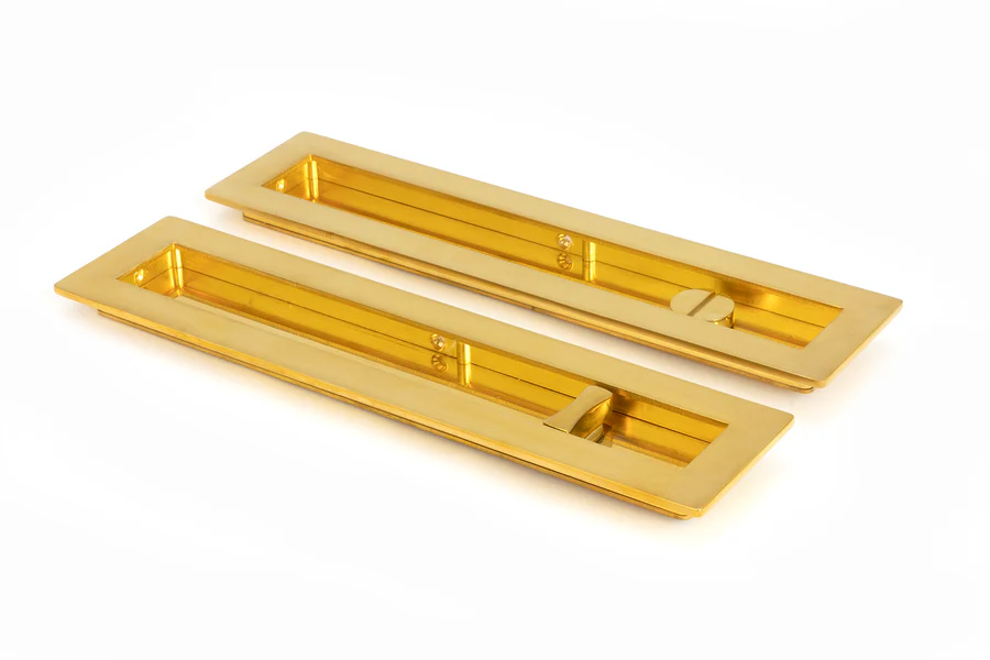 FTA 47164 POLISHED BRASS 250MM PLAIN RECTANGULAR PULL - PRIVACY SET