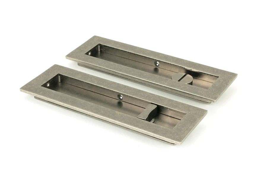 FTA 50176 PEWTER 175MM PLAIN RECTANGULAR PULL - PRIVACY SET