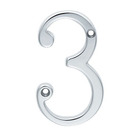 ARCHITECTURAL FACE-FIX NUMERAL 76MM (3") NO.4 POLISHED CHROME