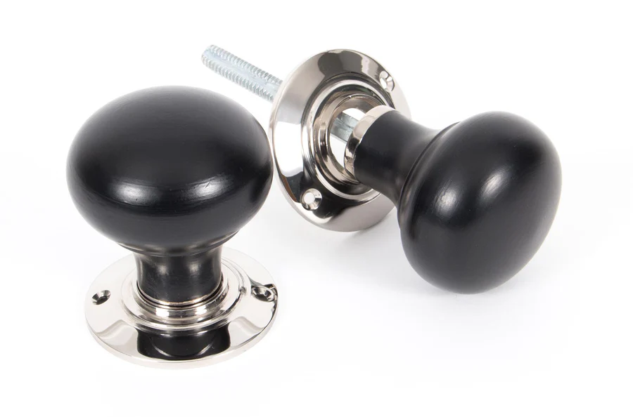 FTA 83838 EBONY AND PN BUN MORTICE/RIM KNOB SET