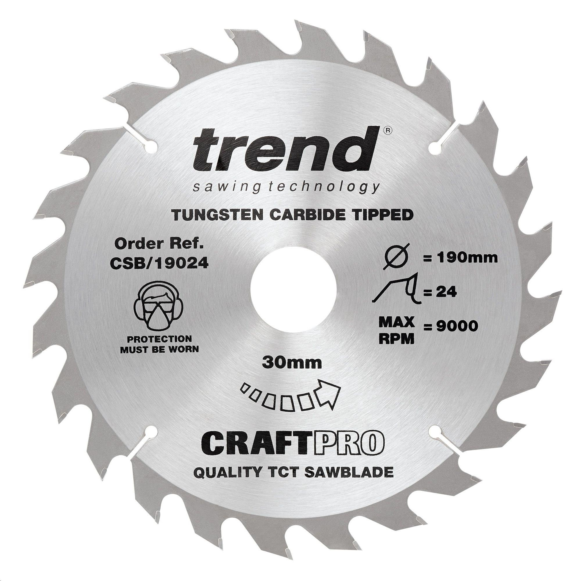 CRAFT PRO CIRCULAR SAW BLADE TCT 250 X 30 X 24T COARSE FINISH (THIN KERF)