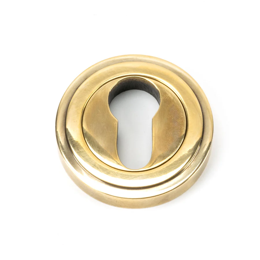 FTA 45708 AGED BRASS ROUND EURO ESCUTCHEON (ART DECO)