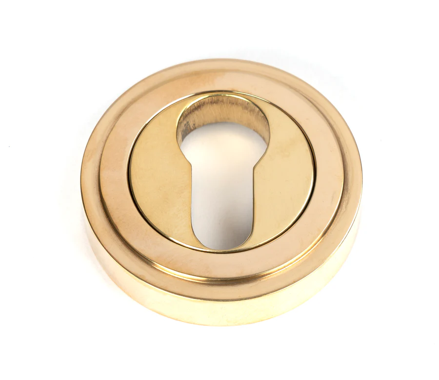 FTA 50593 POLISHED BRASS ROUND EURO ESCUTCHEON (ART DECO)