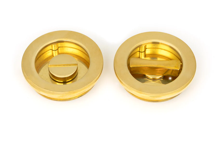 FTA 47171 POLISHED BRASS 60MM PLAIN ROUND PULL - PRIVACY SET