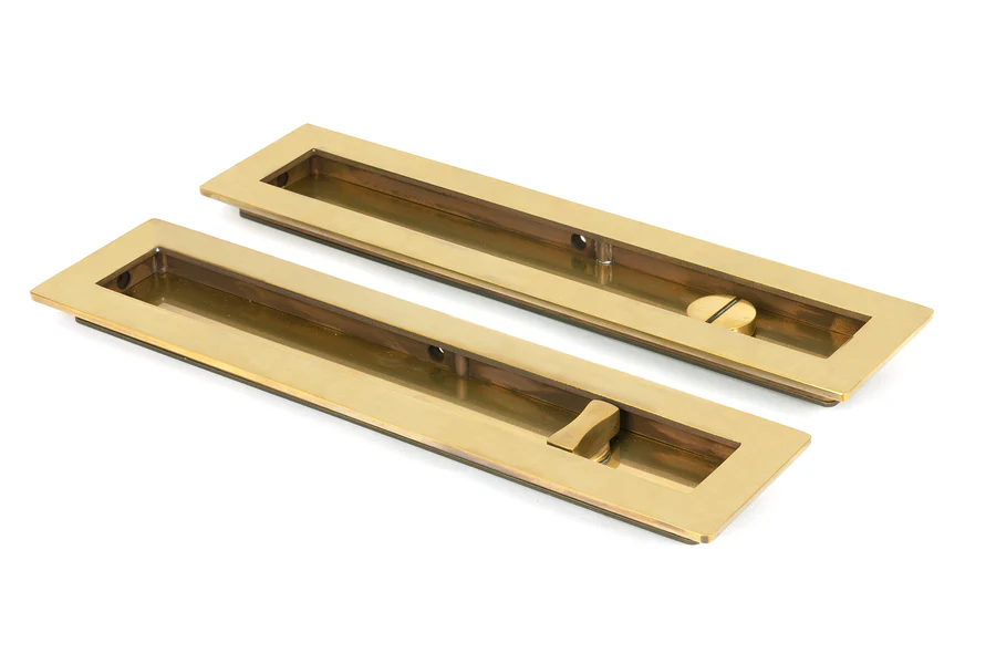 FTA 48315 AGED BRASS 250MM PLAIN RECTANGULAR PULL - PRIVACY SET