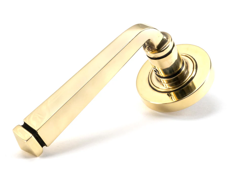 FTA 49945 AGED BRASS AVON ROUND LEVER ON ROSE SET (PLAIN) - UNSPRUNG