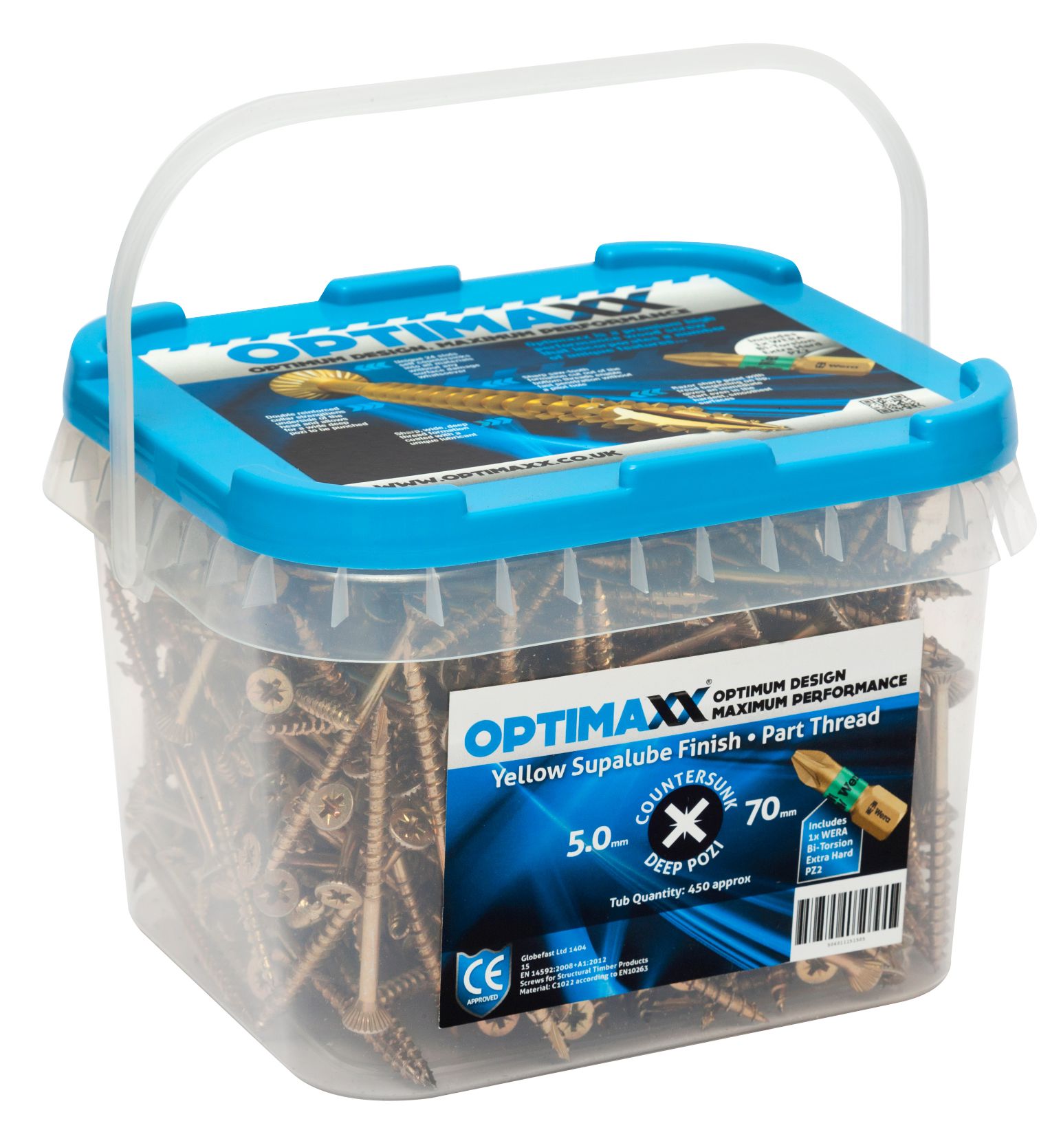 OPTIMAXX PERFORMANCE WOODSCREW 5.0 X 100 (MAXXTUB  OF 275 + IMPACT BIT)