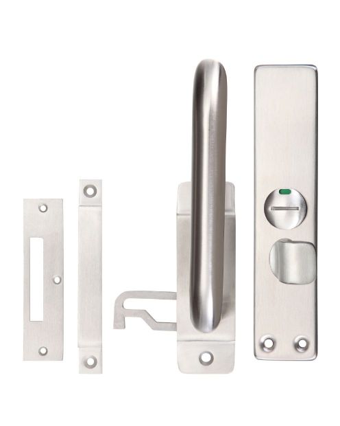 BATHROOM FACILITY INDICATOR LOCK HANDLE (REVERSIBLE) 175 X 38MM SATIN STAINLESS STEEL