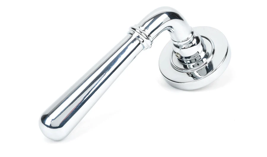 FTA 50021 POLISHED CHROME NEWBURY LEVER ON ROSE SET (PLAIN) - UNSPRUNG