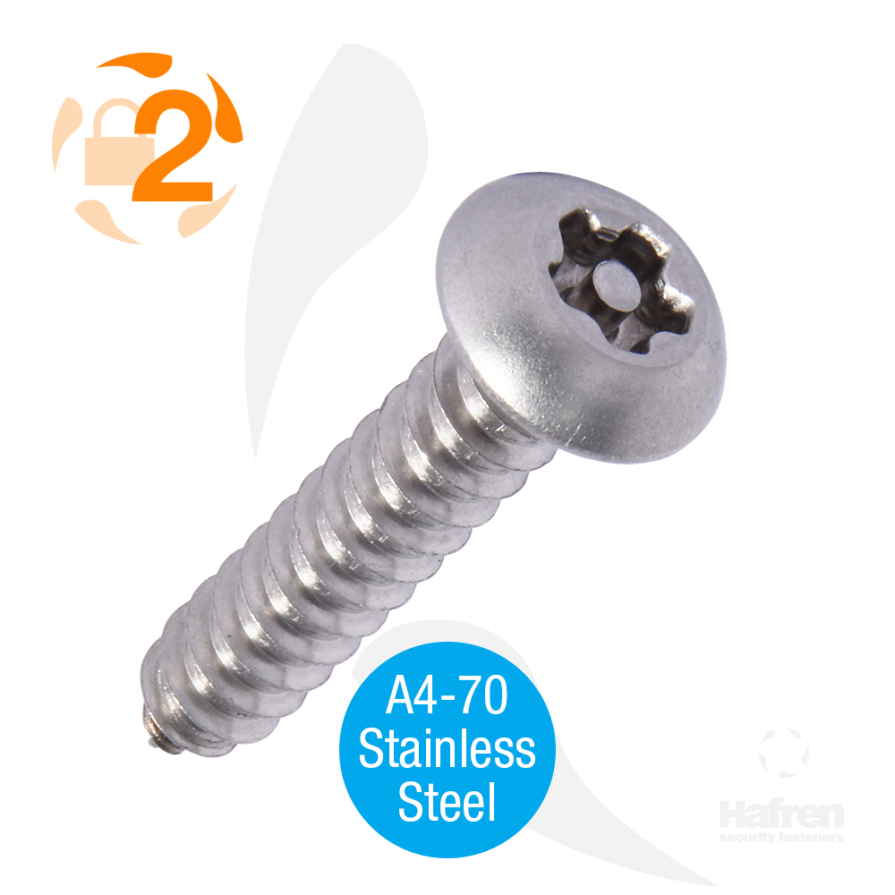 SELF TAPPING A4 STAINLESS STEEL BUTTON HEAD 5-LOBE PIN 8G X 3/4 (4.2 X 19MM)