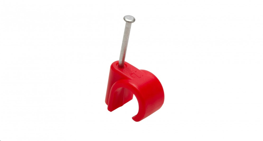 NAIL-IN PIPE CLIP 15MM RED (HOT WATER)