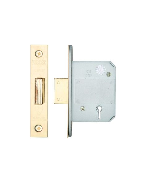 BRITISH STANDARD 5-LEVER DEADLOCK 64MM (2½") POLISHED BRASS