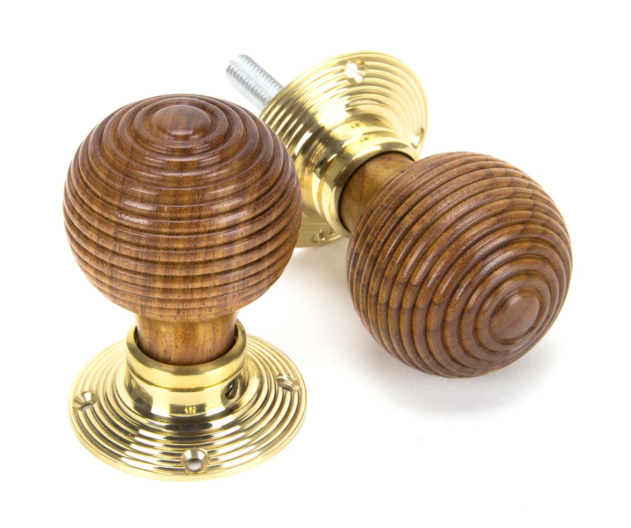 FTA 91787 ROSEWOOD & POLISHED BRASS BEEHIVE MORTICE/RIM KNOB SET