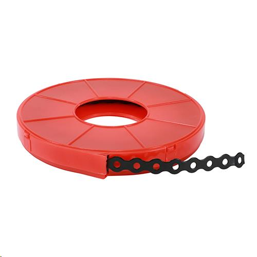 MEDIUM DUTY FIXING BAND PRE-GALVANISED BLACK PVC COATED 12 X 0.8MM (10M ROLL)