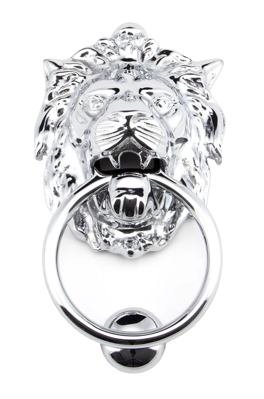 FTA 91998 POLISHED CHROME LION HEAD DOOR KNOCKER