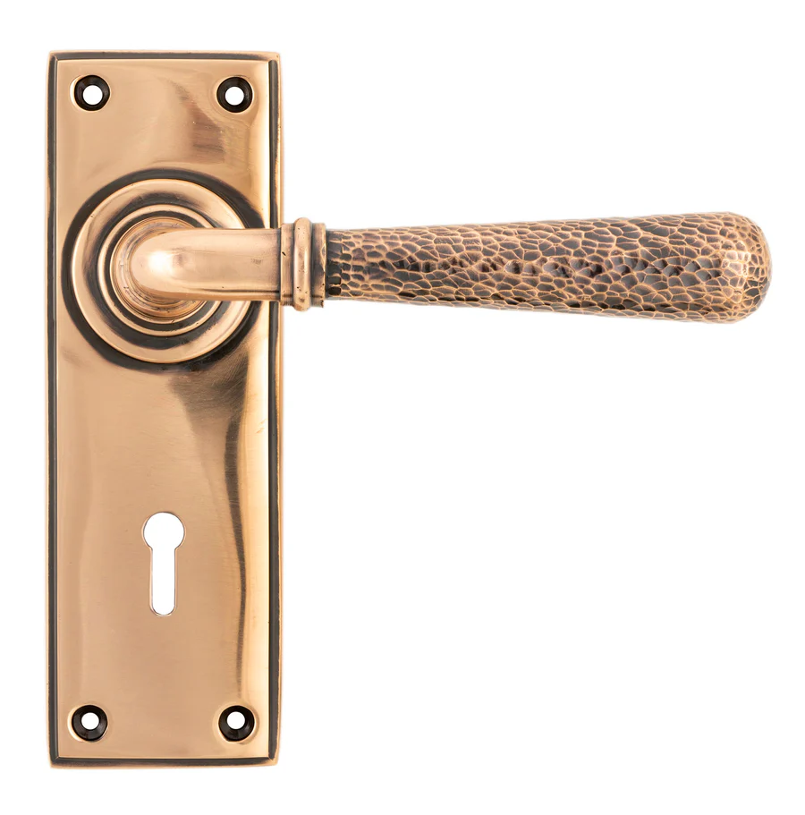 FTA 46225 POLISHED BRONZE HAMMERED NEWBURY LEVER LOCK SET