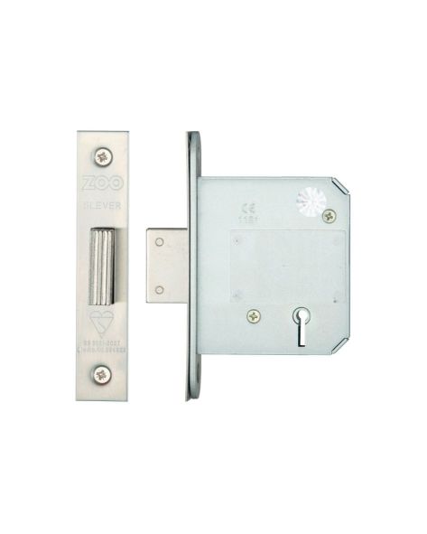 BRITISH STANDARD 5-LEVER DEADLOCK 76MM (3") SATIN STAINLESS STEEL